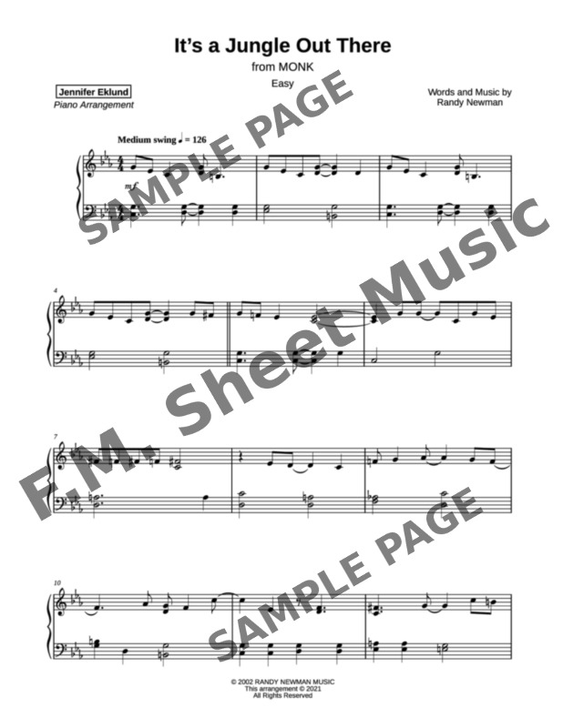 It's a Jungle Out There (Theme from "Monk") (Easy Piano) By Randy